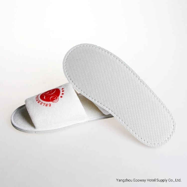 Custom Printed Red Logo Towel Hotel Men Slippers