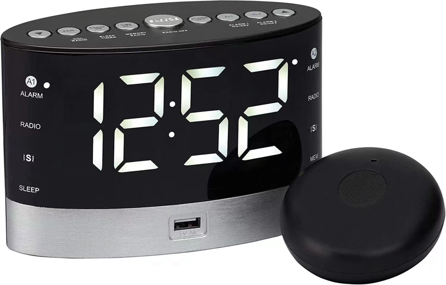 1.8" LED PLL digital suporte rádio vibrador sem fios dual Alarme do Relógio