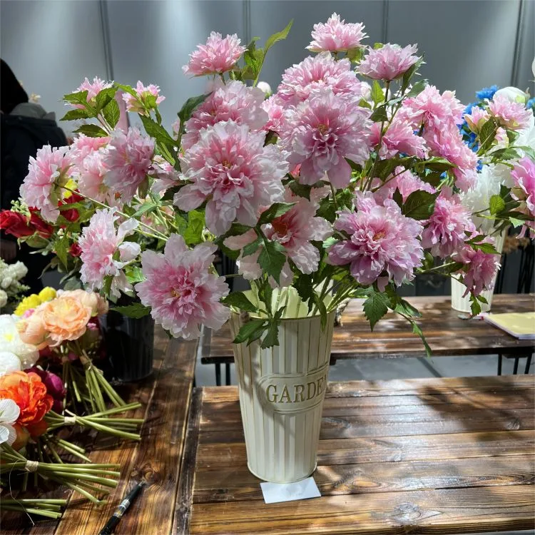 Peony Branch decoración de escritorio de interior Flor artificial para la boda en casa Decoración Flor