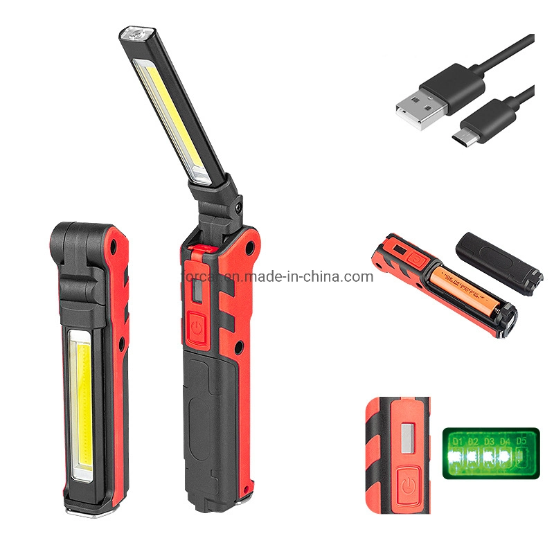 Super brillante LED recargable COB la Inspección de Trabajo Spotlight lámpara 5W Dual de luces de trabajo de emergencia portátiles de 500 Lumen plegado de luz LED de trabajo