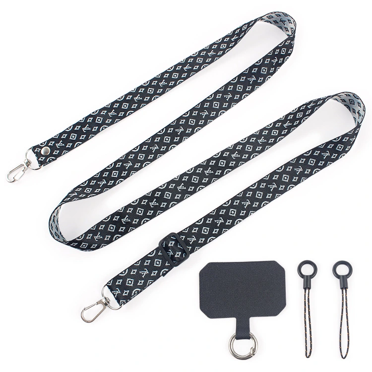 Factory Custom Wholesale/Supplier Polyester Heat Transfer Universal Mobile Phone Lanyard Spacer Cross-Body Adjustable Length Mobile Phone Strap