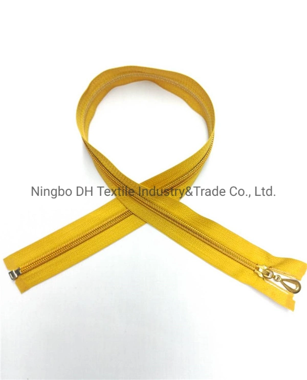 No. 5 Nylon Zipper Open-End with Gold Teeth for Garments/Bags From Original Factory