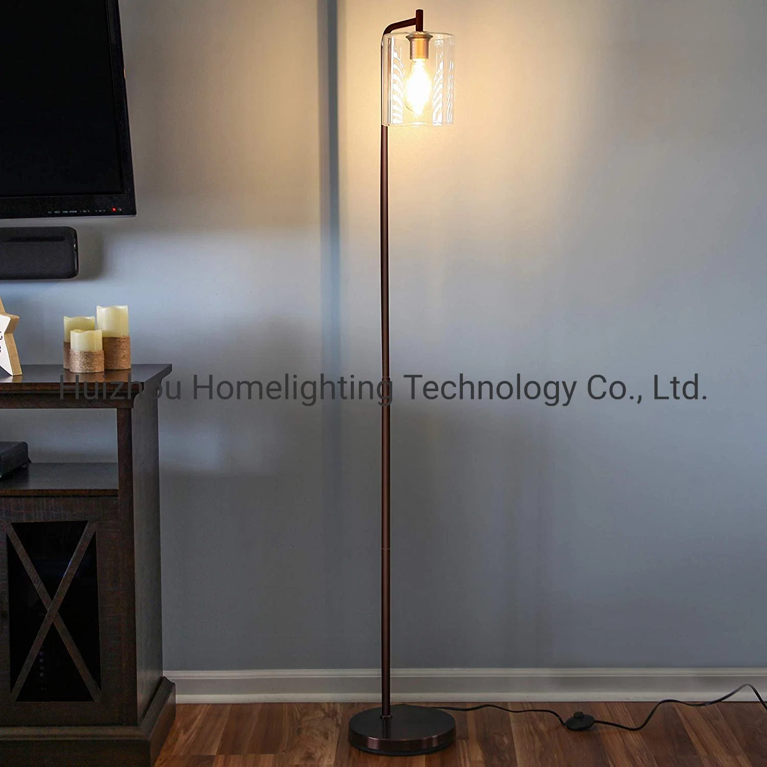 Jlf-3193 Downlight Floor Standing Light Lamp with Hanging Glass Lamp Shade