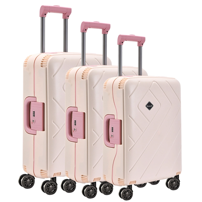 3pcs Lady Pink Gepäck-Sets, Hard Shell Light umweltfreundliche PP Koffer, Großhandel Einzelhandel codierte Trolley Lieferant