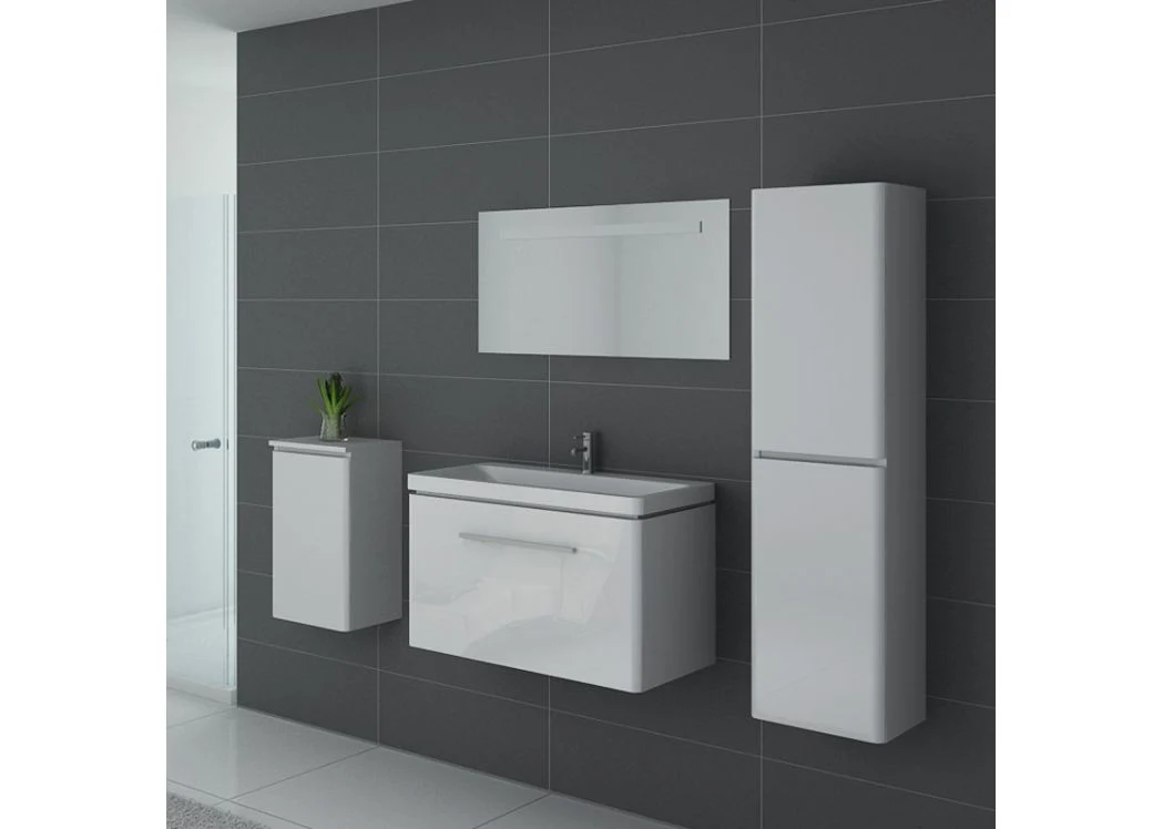 White Wall Hung Bathroom Cabinet Vanity Bathroom Furniture Set with 1 Washbasin