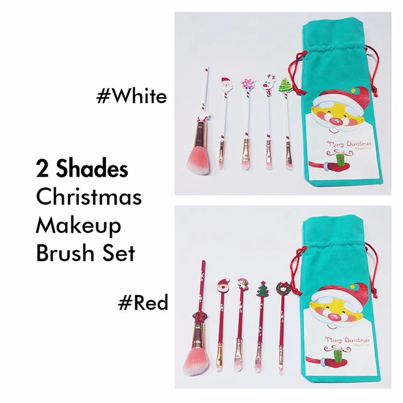 Portable 5PCS Wholesale/Supplier Cosmetic Brushes Tool Kit Foundation Eyeshadow Christmas Gift Makeup Brushes Set with Bag