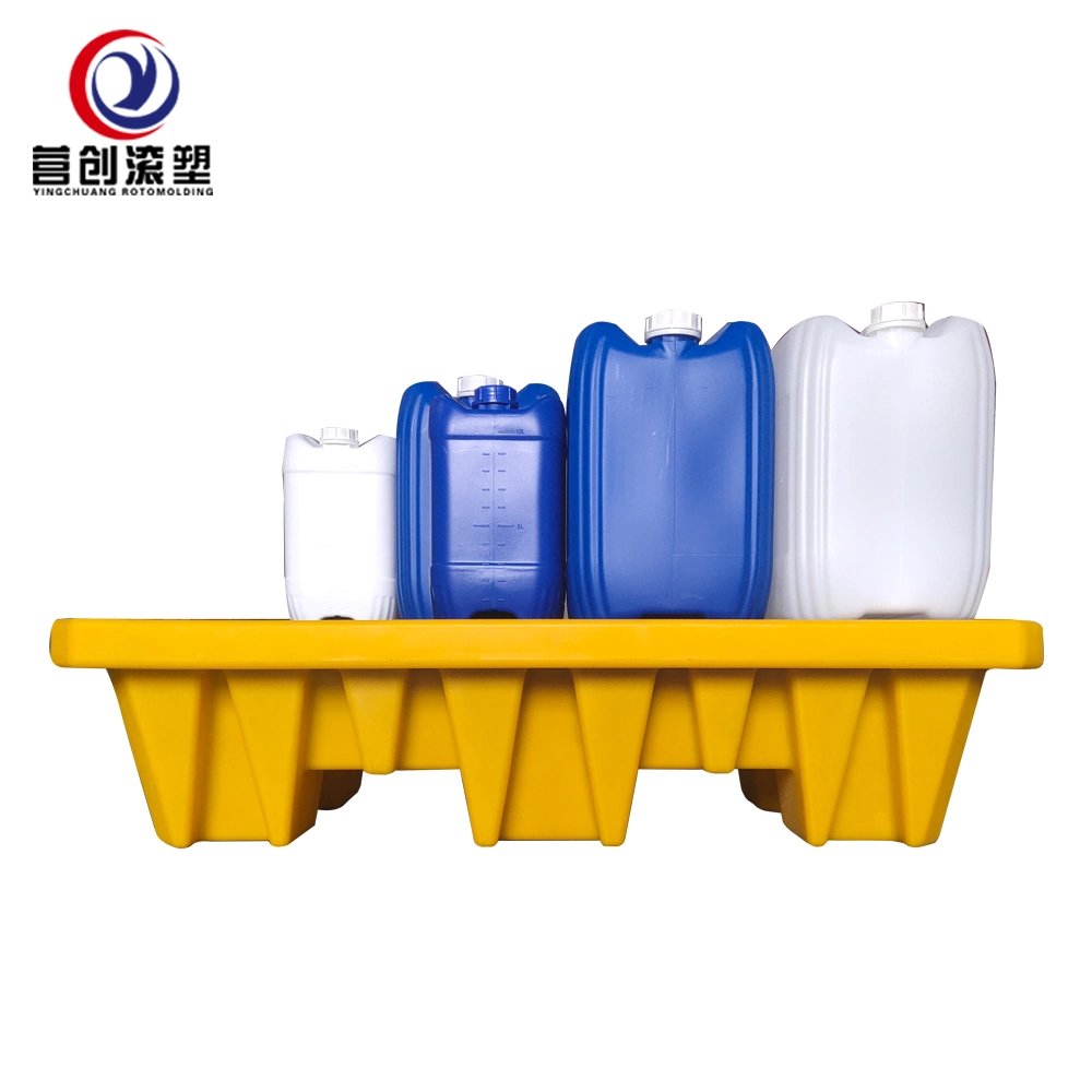 1300*700*300 mm Factory Hot Sale Poly Polyethylene Spill Plastic Pallet 4 Drum Secondary Containement Metal