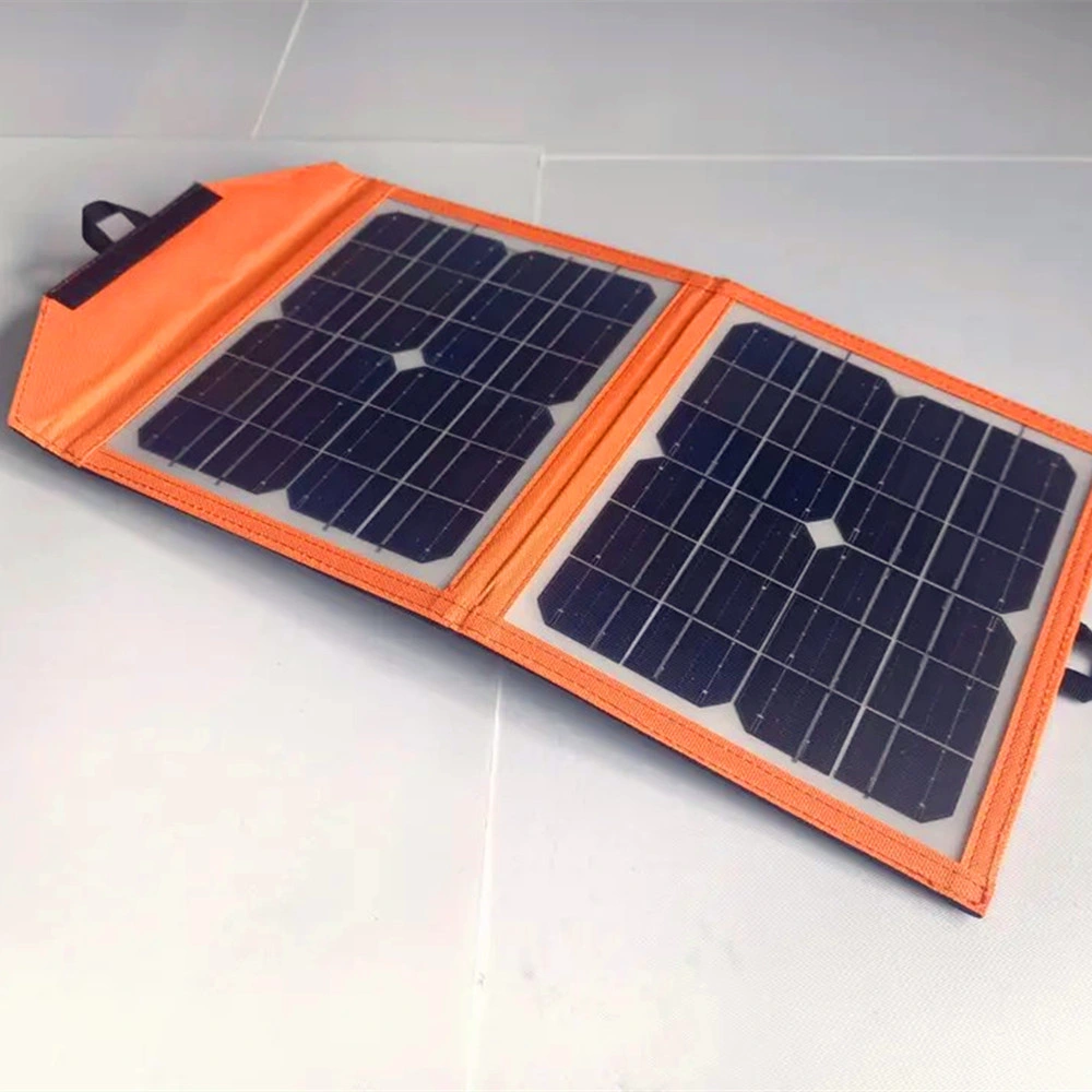 10W 2 Panel solar plegable de 5 voltios de salida del regulador de voltaje USB Cargador solar portátil Bolsa para móvil