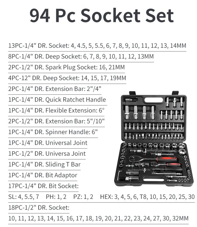 94 PCS Car Repair Vehicle Tool Set