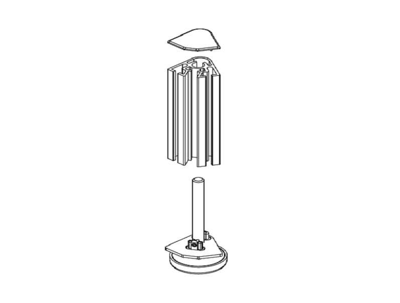 Profilé vertical en aluminium GS503 avec 2 rainures de système pour l'assemblage du support.