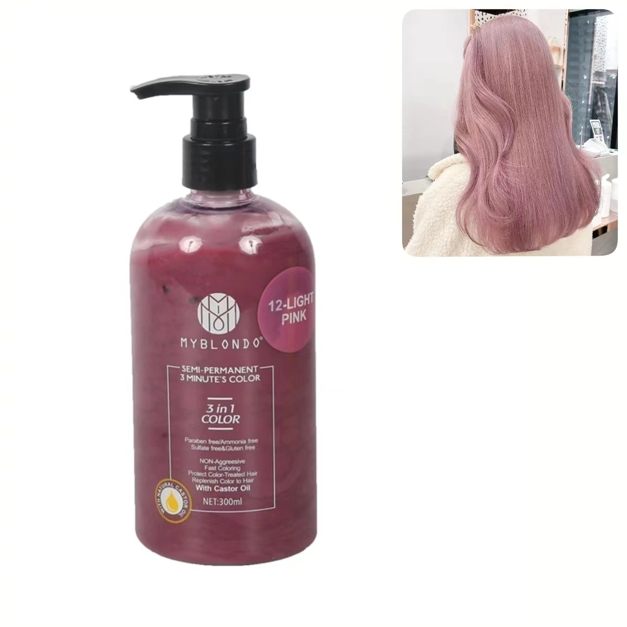 Paraben Free No Damage Color Cream Light Brown Hair Color Dye Shampoo and Color Mask