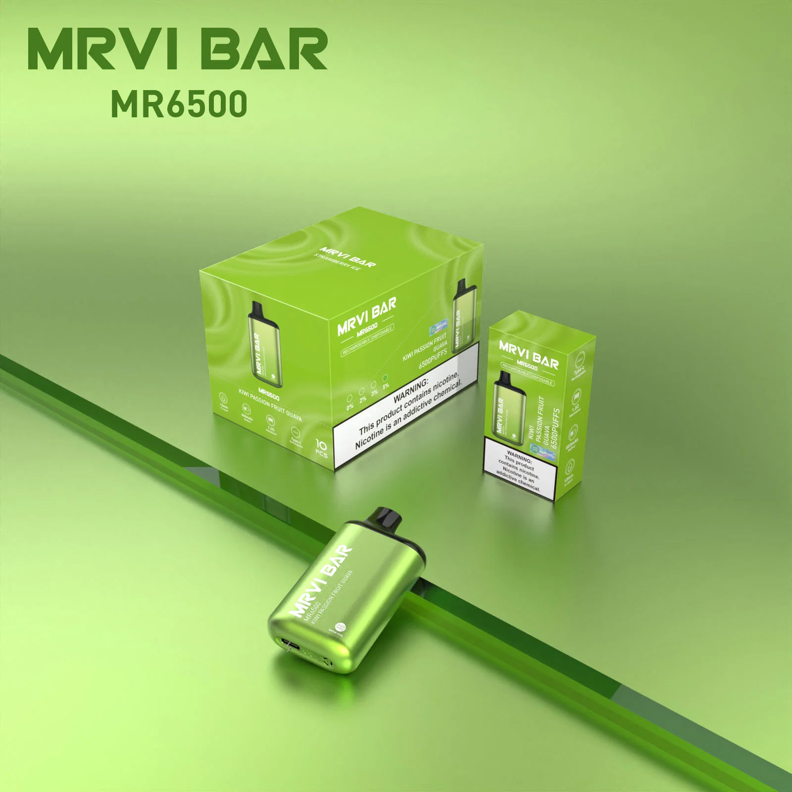 Originales de alta calidad Mrvi Bar 6500 inhalaciones de Vape tubo metálico de 600 mAh recargar la batería de 10 sabores E puro Wape