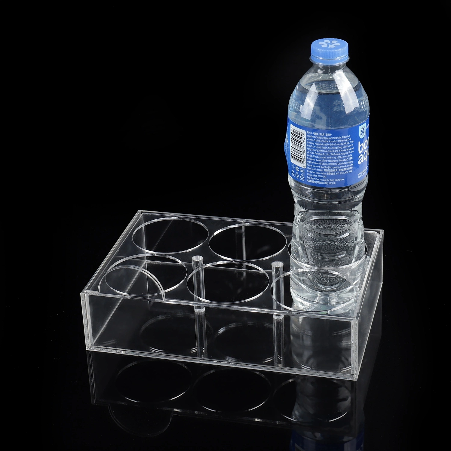 Multi Function Plastic 6 Wells Holder Rack Acrylic Display Box for Beverage Bottles