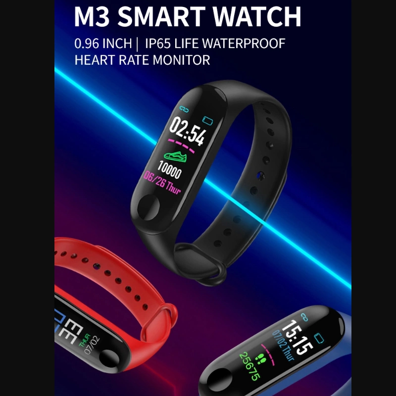 M3 Band 3 Pulsera Inteligente Rastreador de Fitness Impermeable Bt Smartwatch Mensaje LED Monitor de Ritmo Cardíaco Pulsera Inteligente