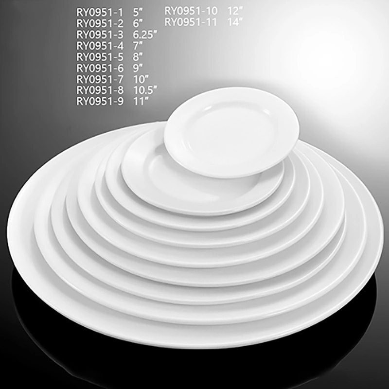 Plato redondo de porcelana para hoteles y restaurantes en stock