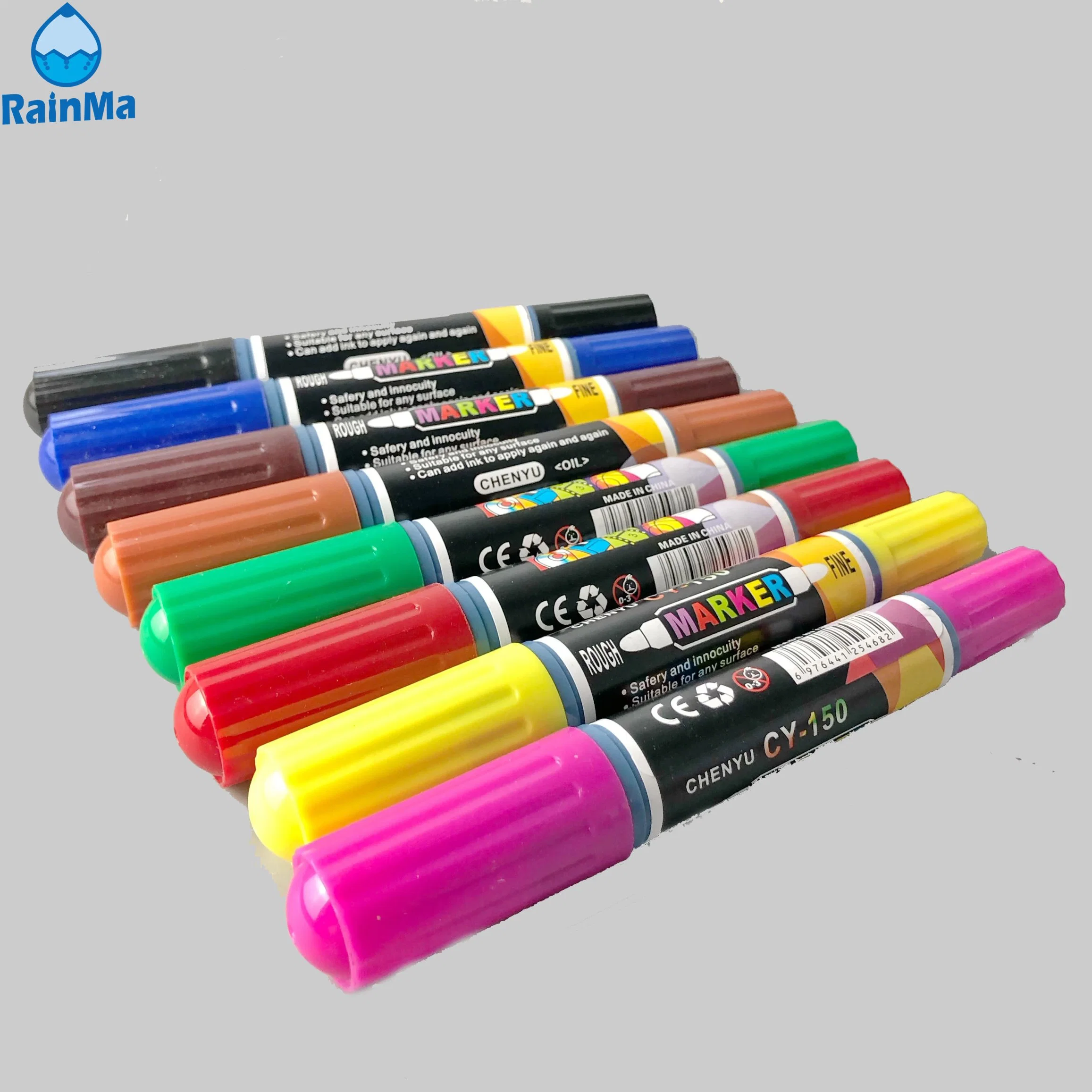 Oily 8 Color Marking Art Painting Double Marker for Paper, Cloth, Wood, Metal