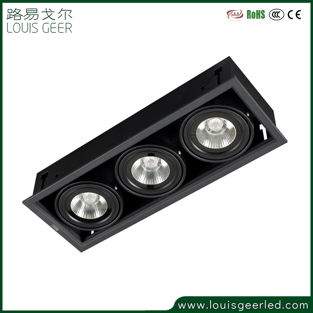 High quality/High cost performance Adjustable Recessed High Power 3*15W LED COB Grille Light