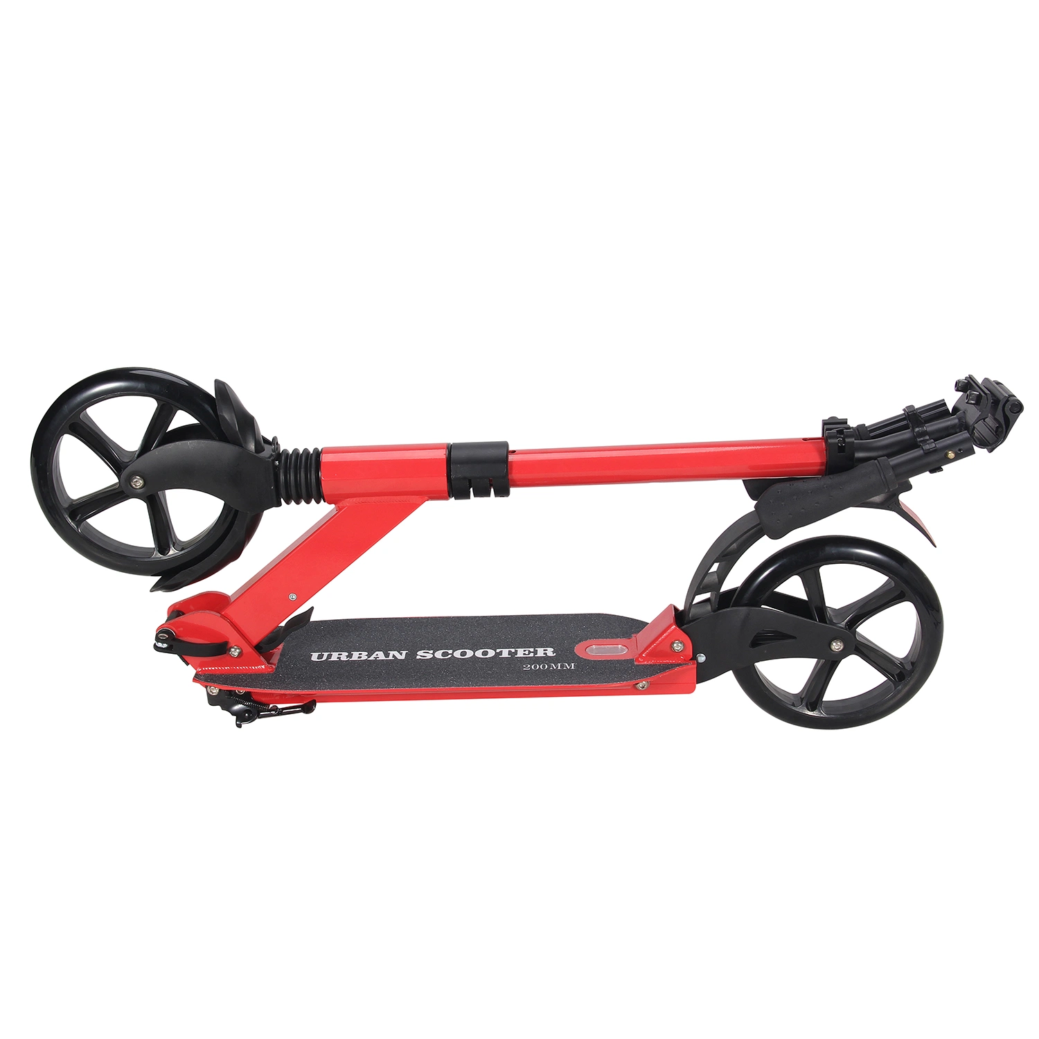 Foldable Adjustable Height 200mm PU Big Wheel Stunt Kick Scooter for Adult