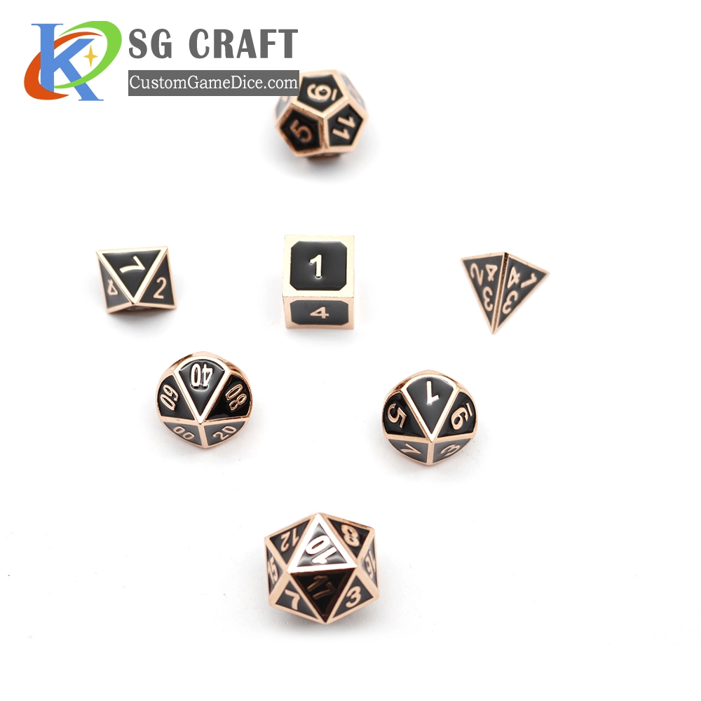 Hot Selling Metal Dice Set for Dnd Game 7PCS Enamel Metal Dice