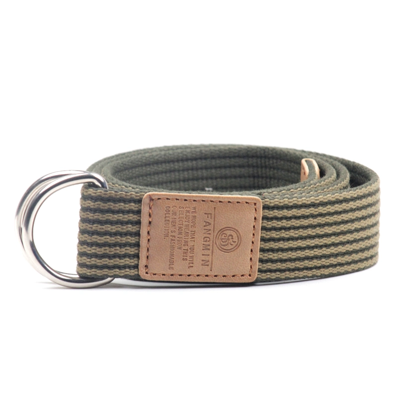 Custom Solid Color Black Double D-Ring Buckle Canvas Webbing Belt