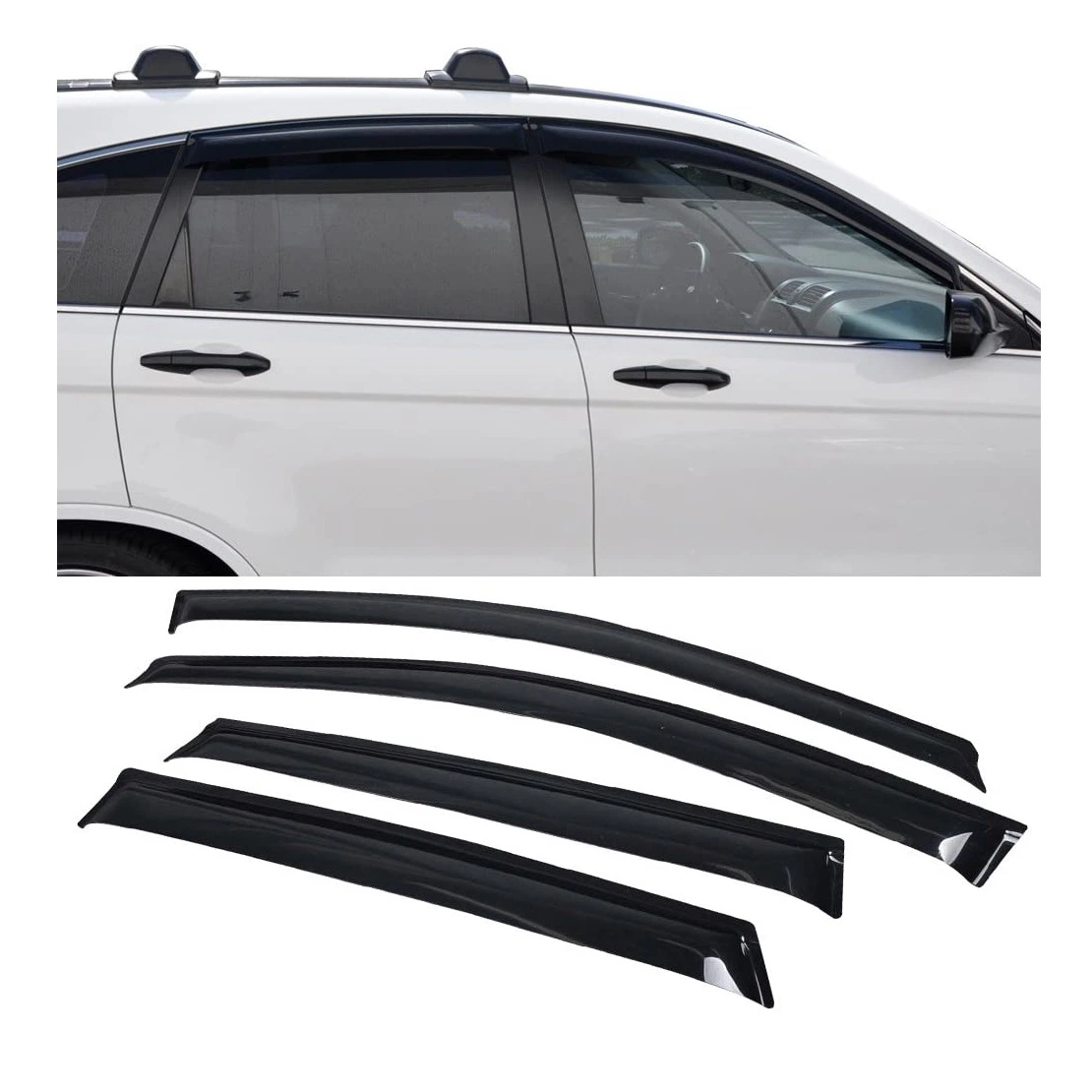 Slim Style Window Visor Smoke Tinted Sun Rain Shade Guards