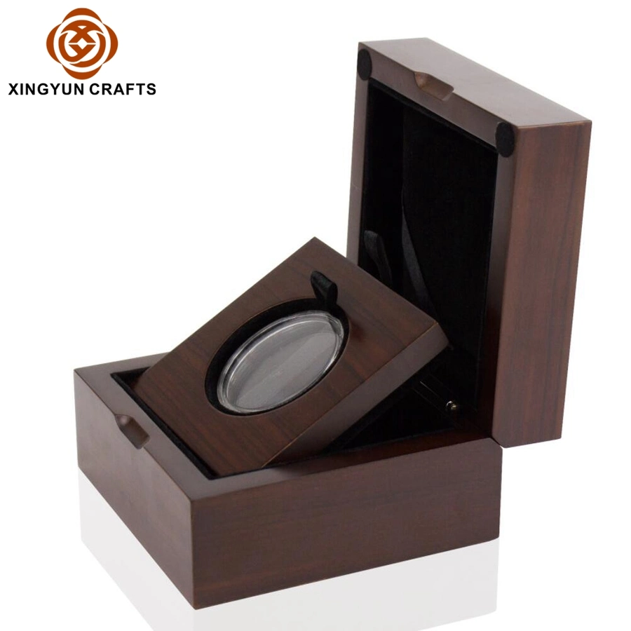 Médaille d'argent personnalisé de luxe vieux Capsule Boîte en bois de collecte de pièce en or de Gros paquet cadeau en bois Box