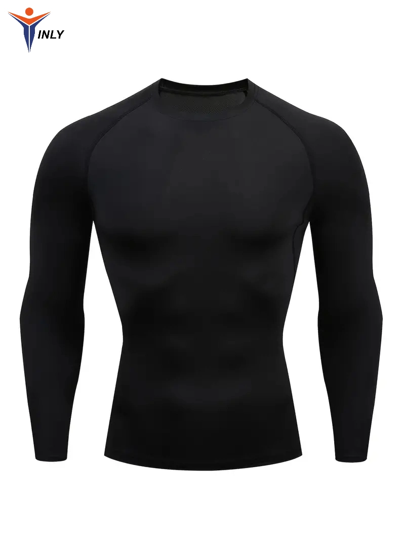 Camiseta de compresión para hombre Ponte en forma rápidamente con el atletismo de manga larga Prendas superiores de entrenamiento