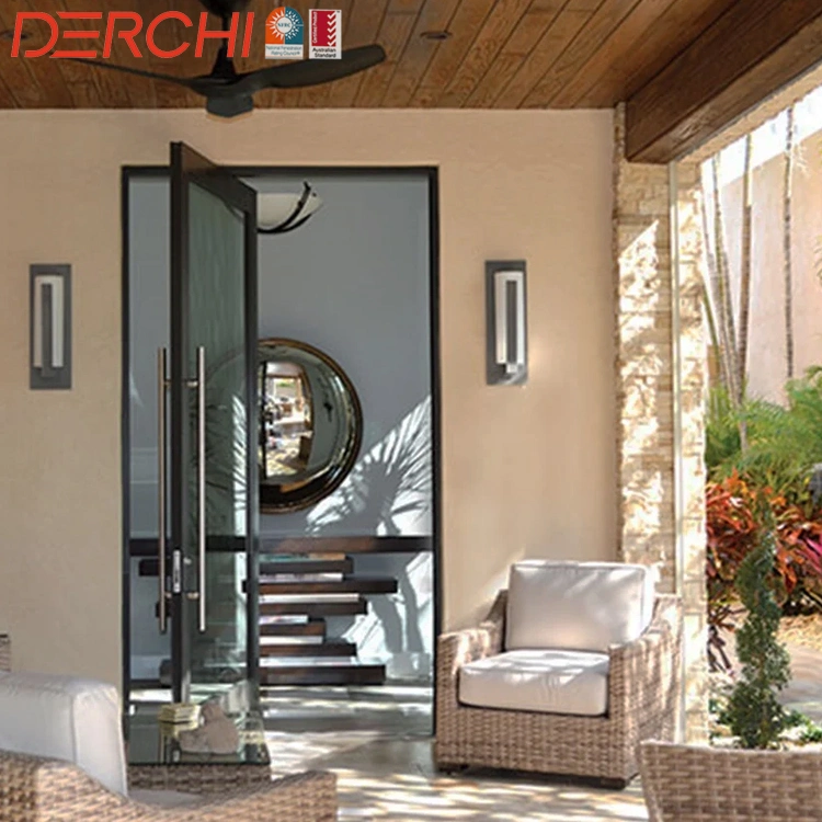 Hurricane Custom Villa Big Luxury Black Solid Wood Entry Modern Stainless Steel Front Entrance Pivot Door