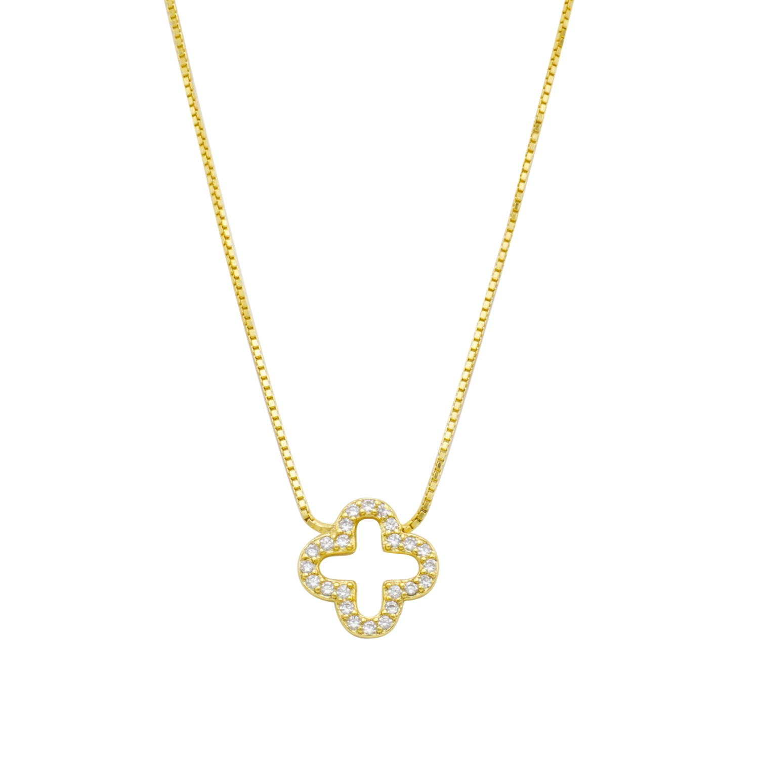Hot Custom Fashion Jewelry 18K Gold Sterling Silber Cubic Zirkon Halskette Mit Kleeblatt