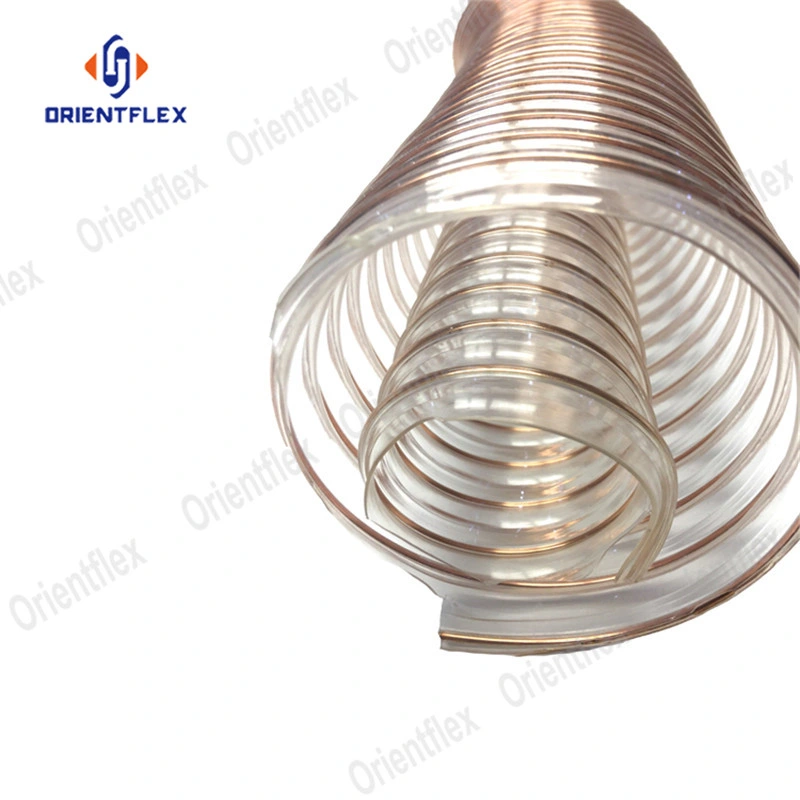 Transparent Spiral Flexible Leaf and Lawn Vacuum PU Duct Cleaning Hose