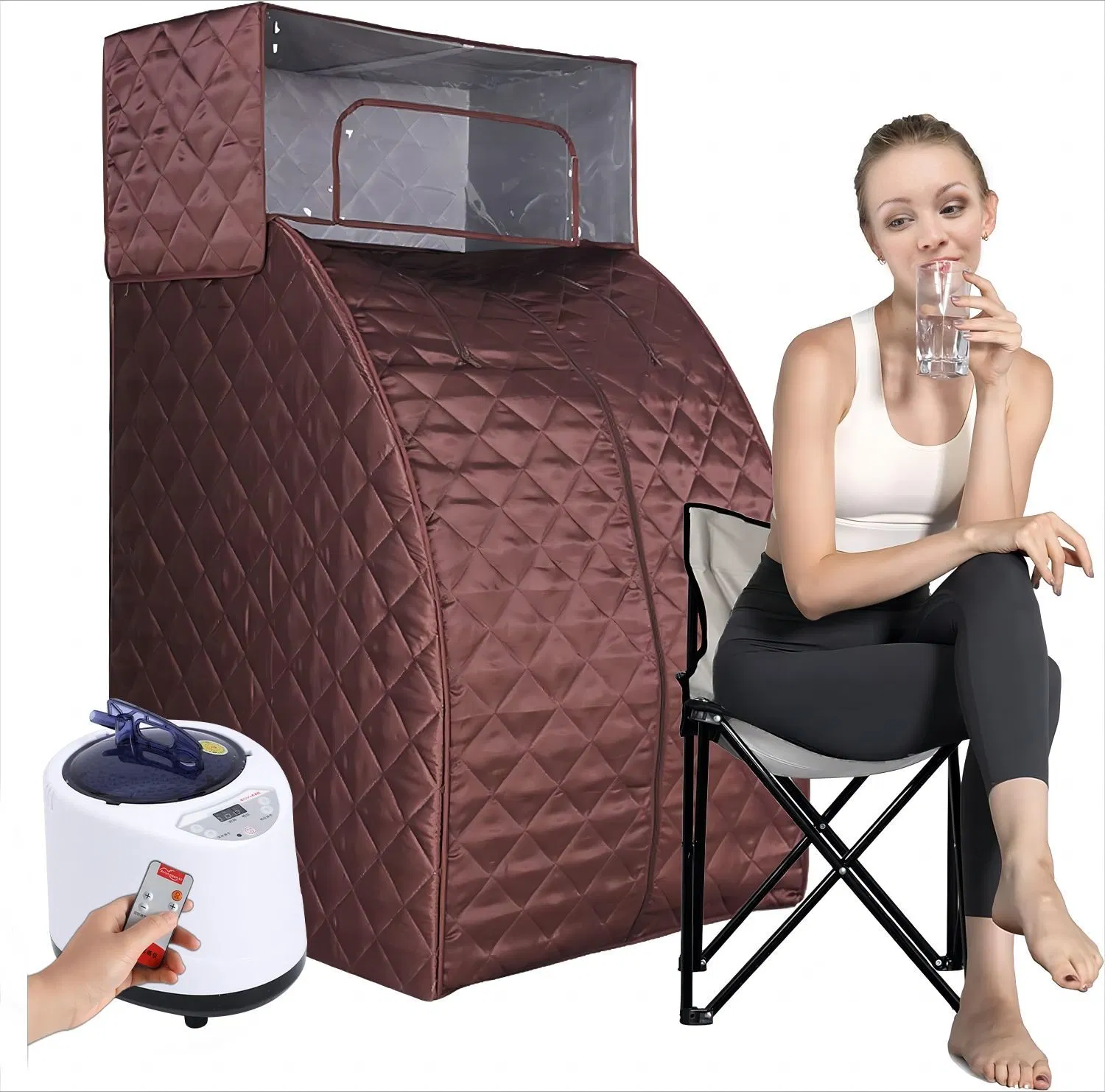 Sauna portátil plegable de vapor con tapa para la cabeza de diseño moderno