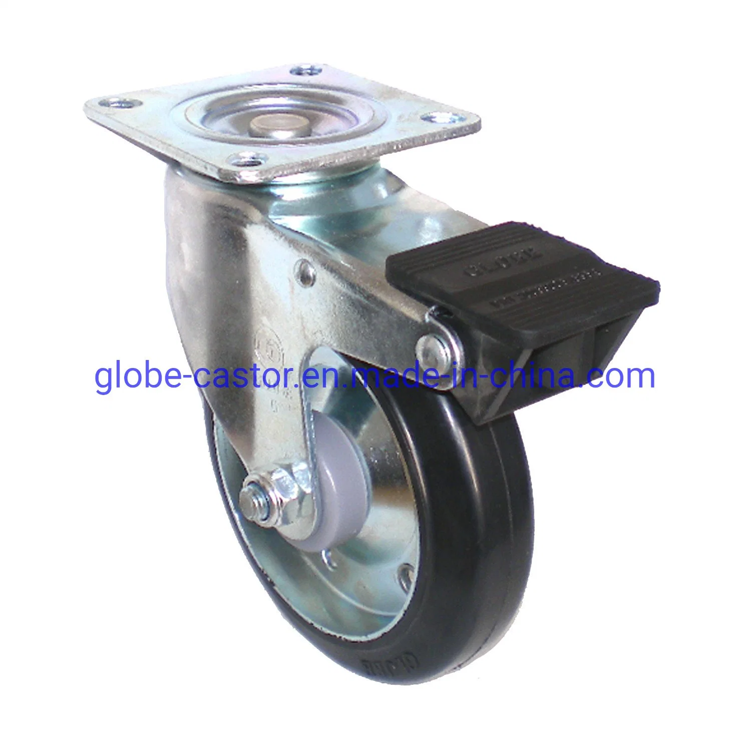 Black Heavy Duty Industrial Steel Core Rubber Caster Wheel