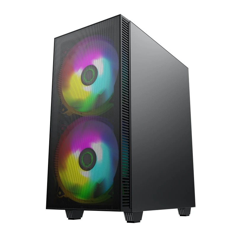 Gaming Case ATX mit voll Mesh Frontblende, Fokus auf Airflow, ARGB-Leuchten