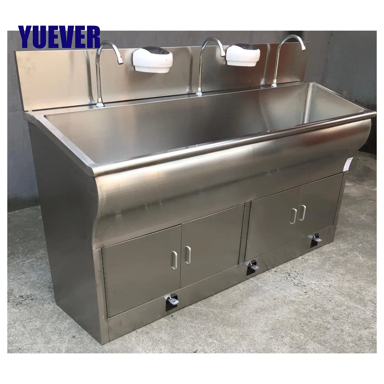 SUS304 Stainless Steel Four-Person High-Back Medical Sink for Hospital