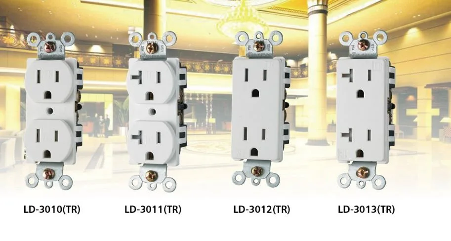 Outlet 15A, 125V, American AC Power Socket Duplex Electrical Outlet Tr/Tamper Resistant Duplex Receptacle, UL Listed