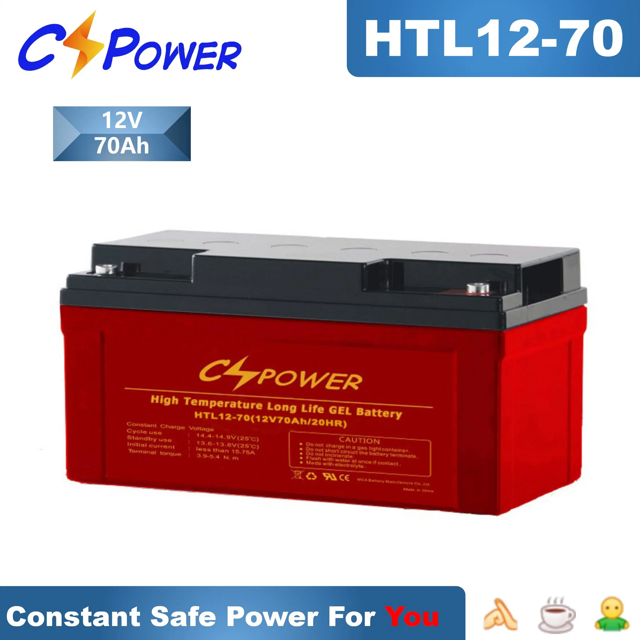 Cspower Battery Htl12V55ah High-Temperature-Deep-Cycle-Gel-Battery for Solar/UPS/System/Solar-Panel-Battery/Rechargeable-Battery