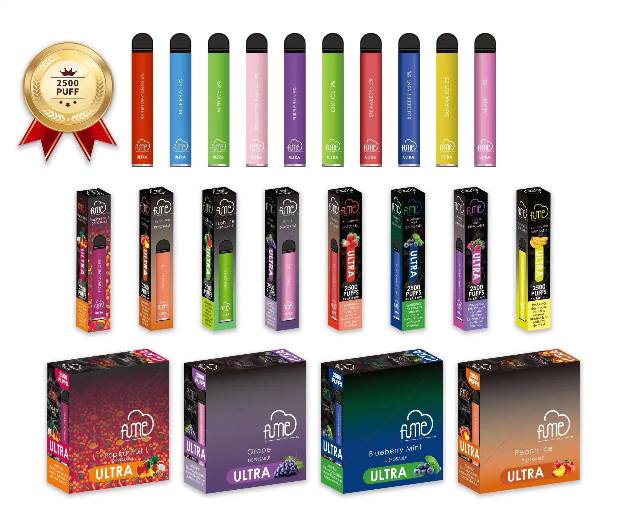 Elf Hot Selling Fume Ultra E-Cigarette Bar 600 Puff Disposable Wholesale Vape Pen 2500 Puffs Bars 34 Flavours