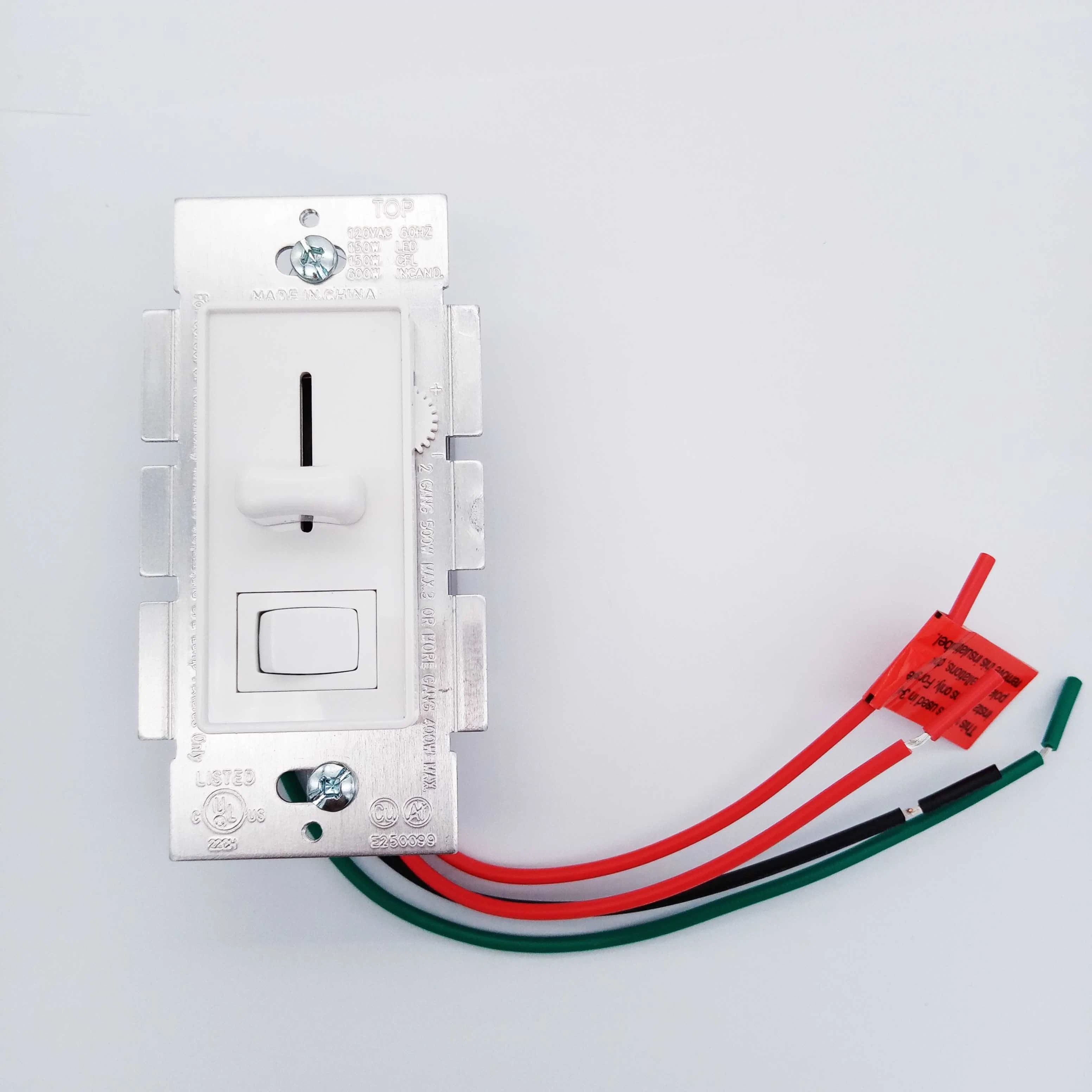 120V instalación de lámpara eléctrica de panel de pared atenuador de potenciómetro deslizante atenuable Controlador de iluminación del interruptor de cama