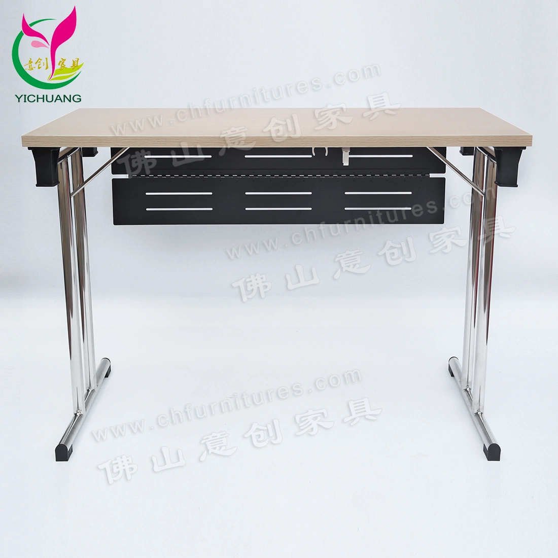 YC-T188-03 kommerzieller Edelstahl-faltbarer Konferenztisch mit Melamin Holzplatte