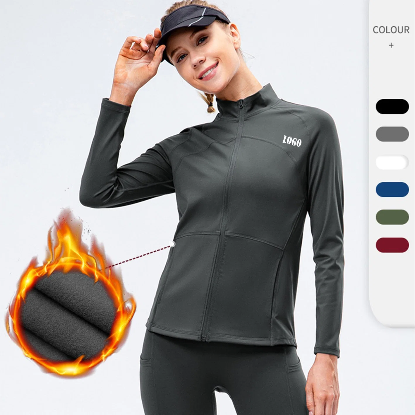 Comfortable Outdoor Workout Stand Collar Windproof Design Gym Exercise Yoga Top Women&prime; S Jacket