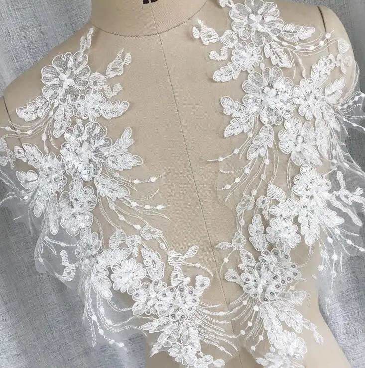 Fashion Bodice Beaded Sequins Embroidered Lace Applique Wedding Accessories