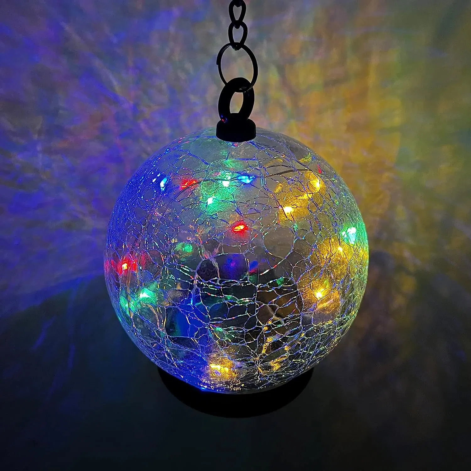 Home Decoration Gift, 42 Inch Large Sympathy Chime 15 LED Twinkle Multi Color Crackled Glass Ball Birthday Gifts for Women Decorative Hanging in Gar