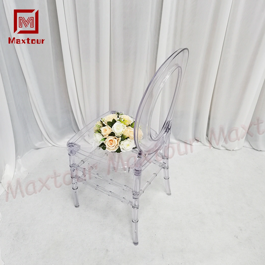 Nuevo estilo Ronda Anillo de cristal de resina transparente silla de comedor de banquetes de boda