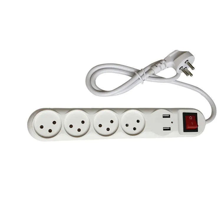 Factory Wholesale/Supplier Smart Power Strip 4way with Switch 1 1.5 2m White Hot Sell Israel Tabletop Extension Cables Socket