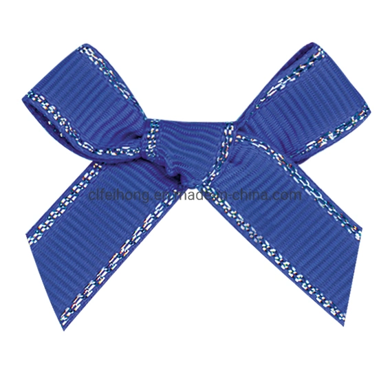 OEM ODM Factory Wholesale/Supplier Hand Bows Grosgrain Silver Edge Ribbon Bow for Pack Wrap Bow Crafts for Wrapping/Decoration/Xmas/Bow/Gifts