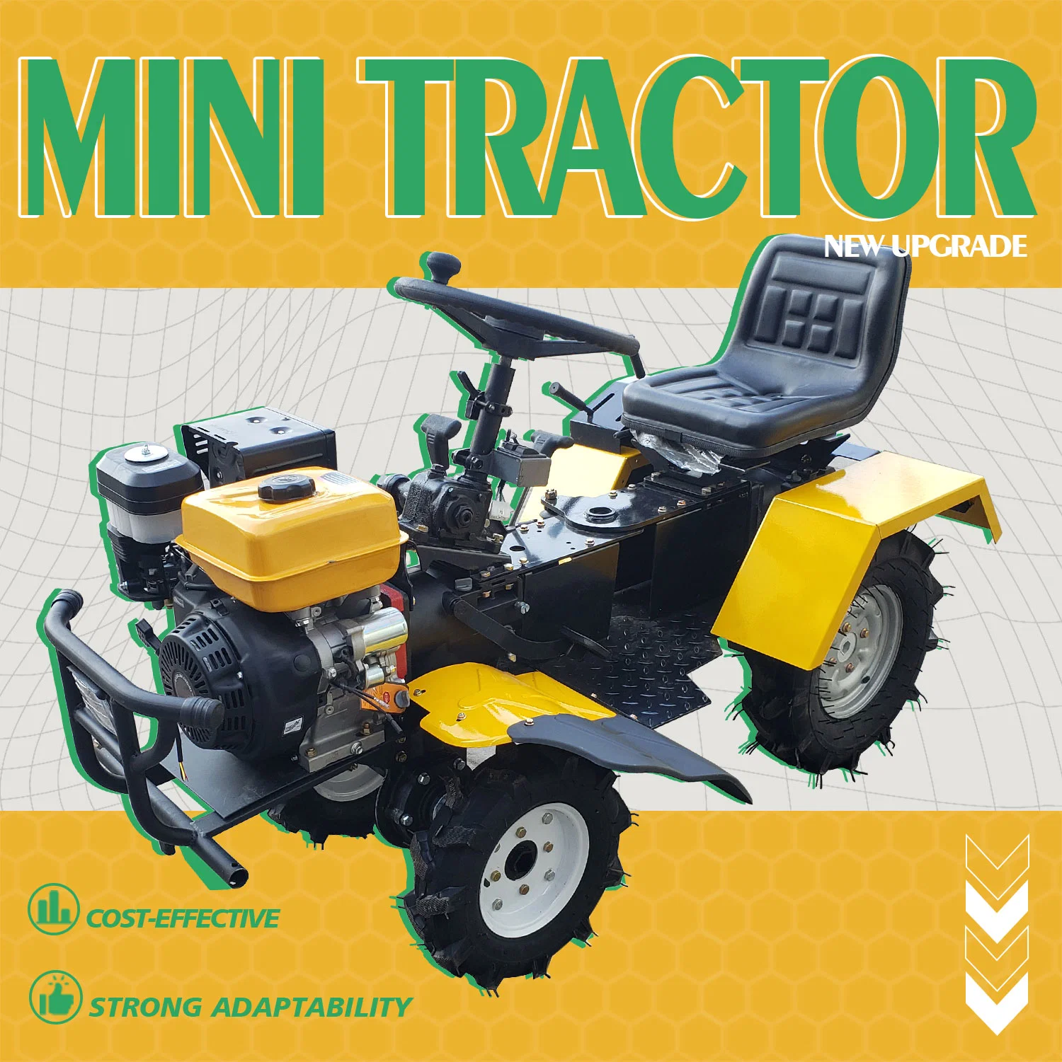 12hp 14HP 16HP 18hp 20hp Mini tractor 4X4 a tiempo completo con Lanza giratoria trasera segadora delantera cosechadora de patatas