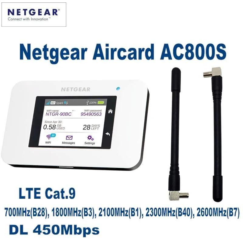 Netgear AC800S déverrouillé Aircard 450Mbps Cat9 4G Logement de carte SIM le routeur sans fil LTE mobile WiFi 2930mAh Batterie