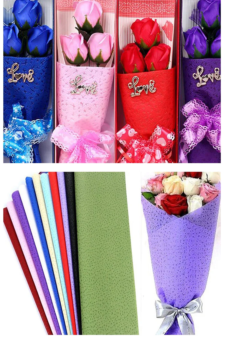 Waterproof 58*53cm Blue Packing Flower Bouquet Non-Woven Wrapping Paper