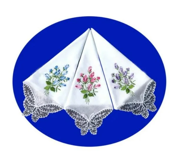 100% Cotton Handkerchiefs with Embroidery