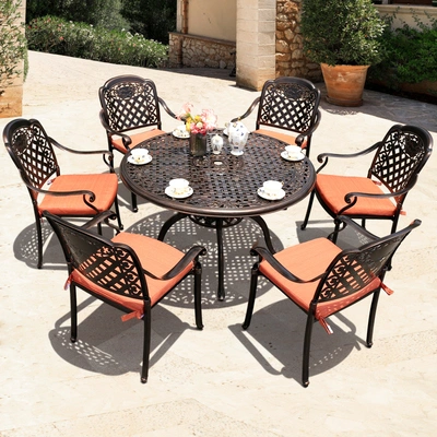 Outdoor Cast Aluminum Table Combination European Villa Garden Furniture Leisure Table Chair